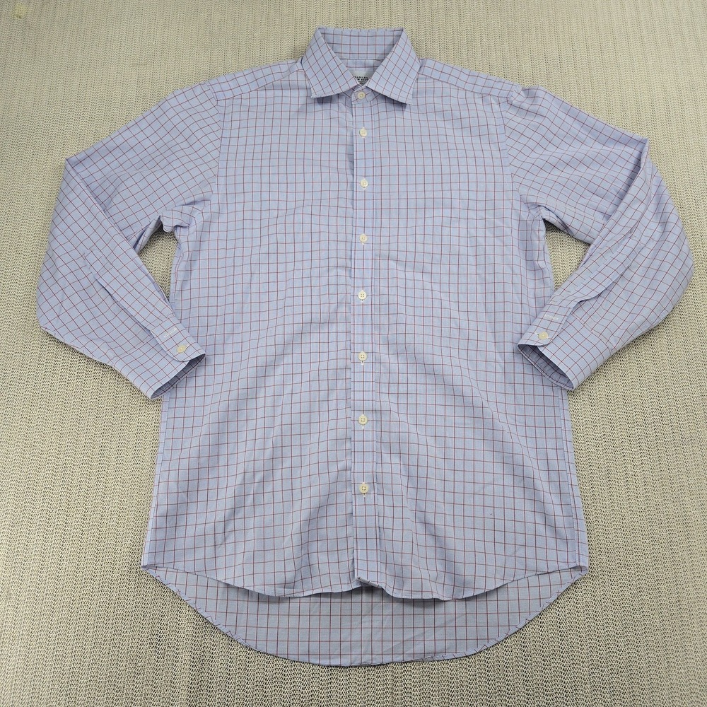 Charles Tyrwhitt Shirt Mens Medium 15 33 Blue Red Check Button Down Non Iron
